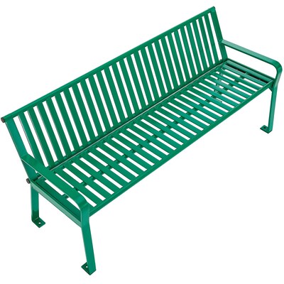 Global Industrial 4' Outdoor Bench with Back, Vertical Steel Slat, Green (694853KD)