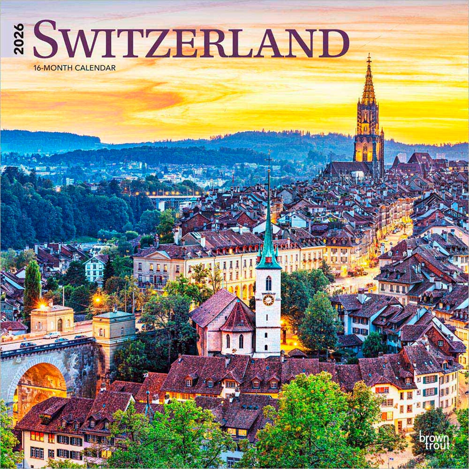 2026 BrownTrout Switzerland 12 x 12 Monthly Wall Calendar (9798330705757)