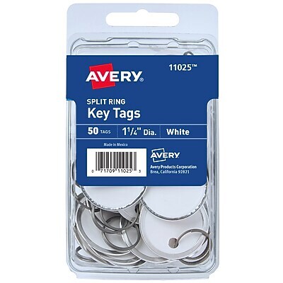 Avery Split Ring Key Tag, White, 50/Pack (11025)