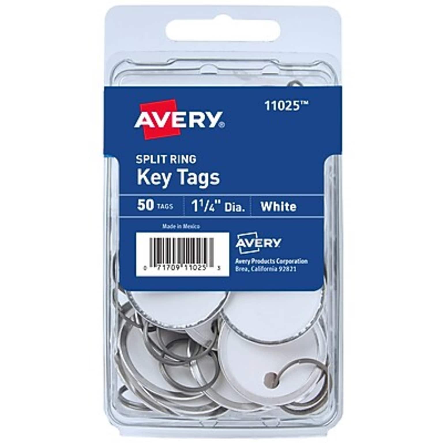 Avery Split Ring Key Tag, White, 50/Pack (11025)