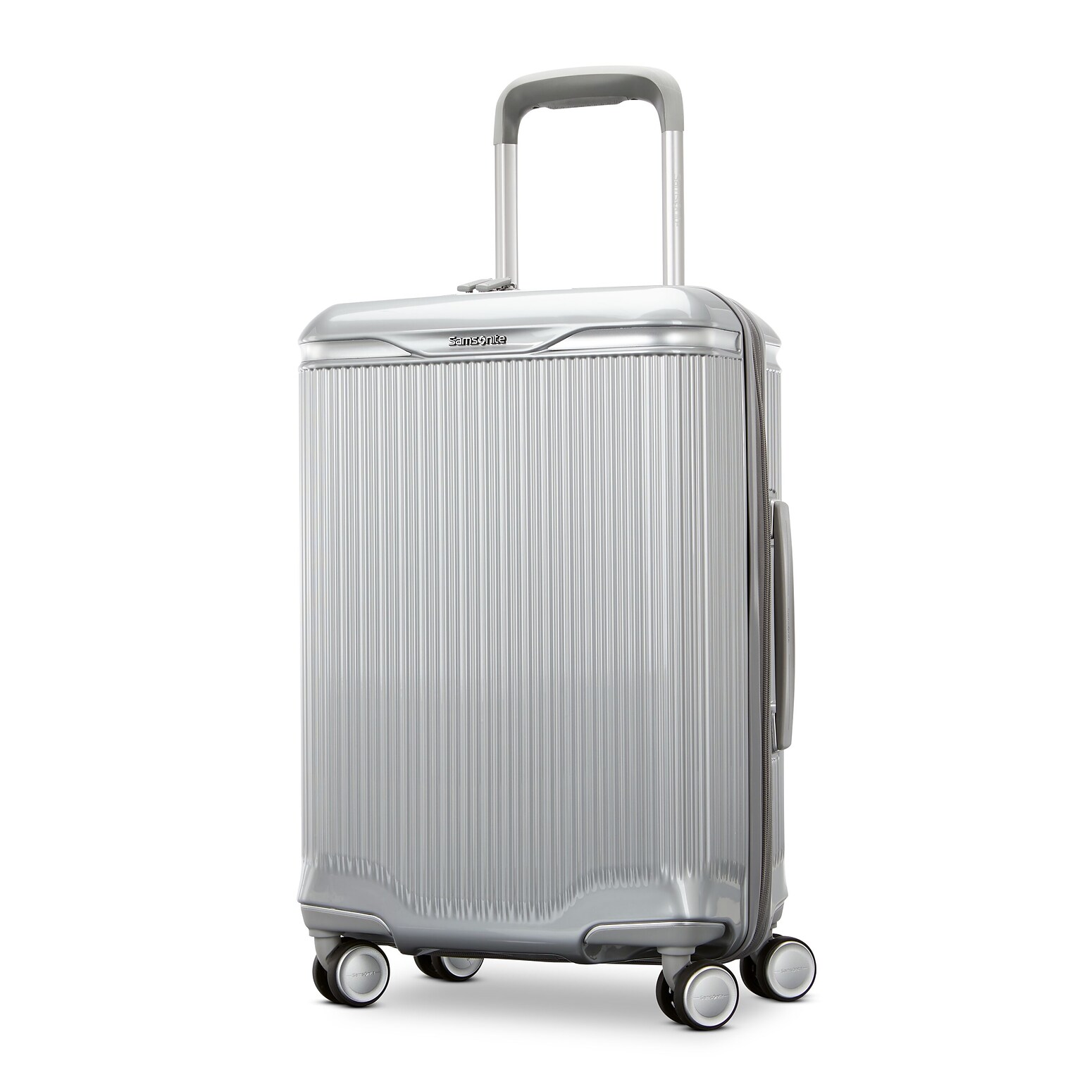 Samsonite Silhouette 18 23 Hardside Carry-On Luggage with Spinner Wheels, Metallic Silver (153643-1546)