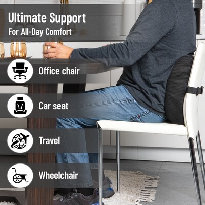 Mind Reader Memory Foam Ergonomic Back Cushion, Black (BACKFOAM-BLK)