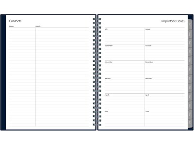 2024-2025 Blue Sky 7" x 9" Academic Weekly & Monthly Planner, Plastic Cover, Solid Navy (148675-A25)