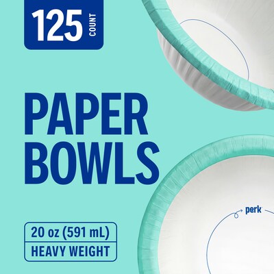 Perk Heavy Duty Paper Bowls, 20 oz., 125/Pack (PK63701)
