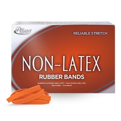 Alliance Non-Latex Multi-Purpose #64 Rubber Bands, 3-1/2 x 1/4, Orange, 380/Pack (37646)