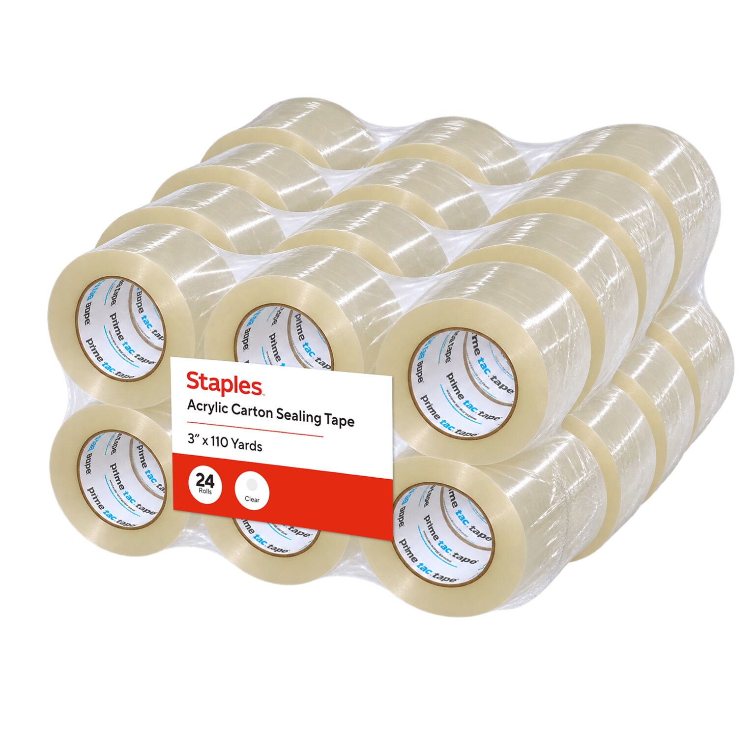 Staples SI Acrylic Carton Sealing Tape, 3” Wide, Clear