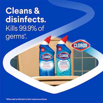 Clorox Disinfecting Toilet Bowl Cleaner with Bleach, Rain Clean Scent, 24 Oz., 2/Pack (00273)