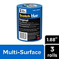 Scotch Blue Original Painters Tape Value Pack, 1.88 x 60 yds., Blue, 3 Rolls/Pack (2090-48EP3)