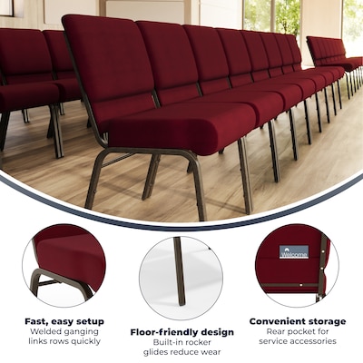 Flash Furniture HERCULES Series Fabric Church Stacking Chair, Burgundy/Gold Vein Frame (FCH2214GV369)