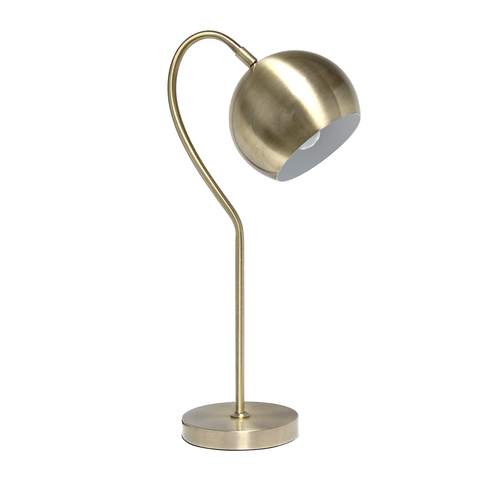 Lalia Home Mid Century Curved Table Lamp with Dome Shade, Antique Brass (LHT-5031-AB)