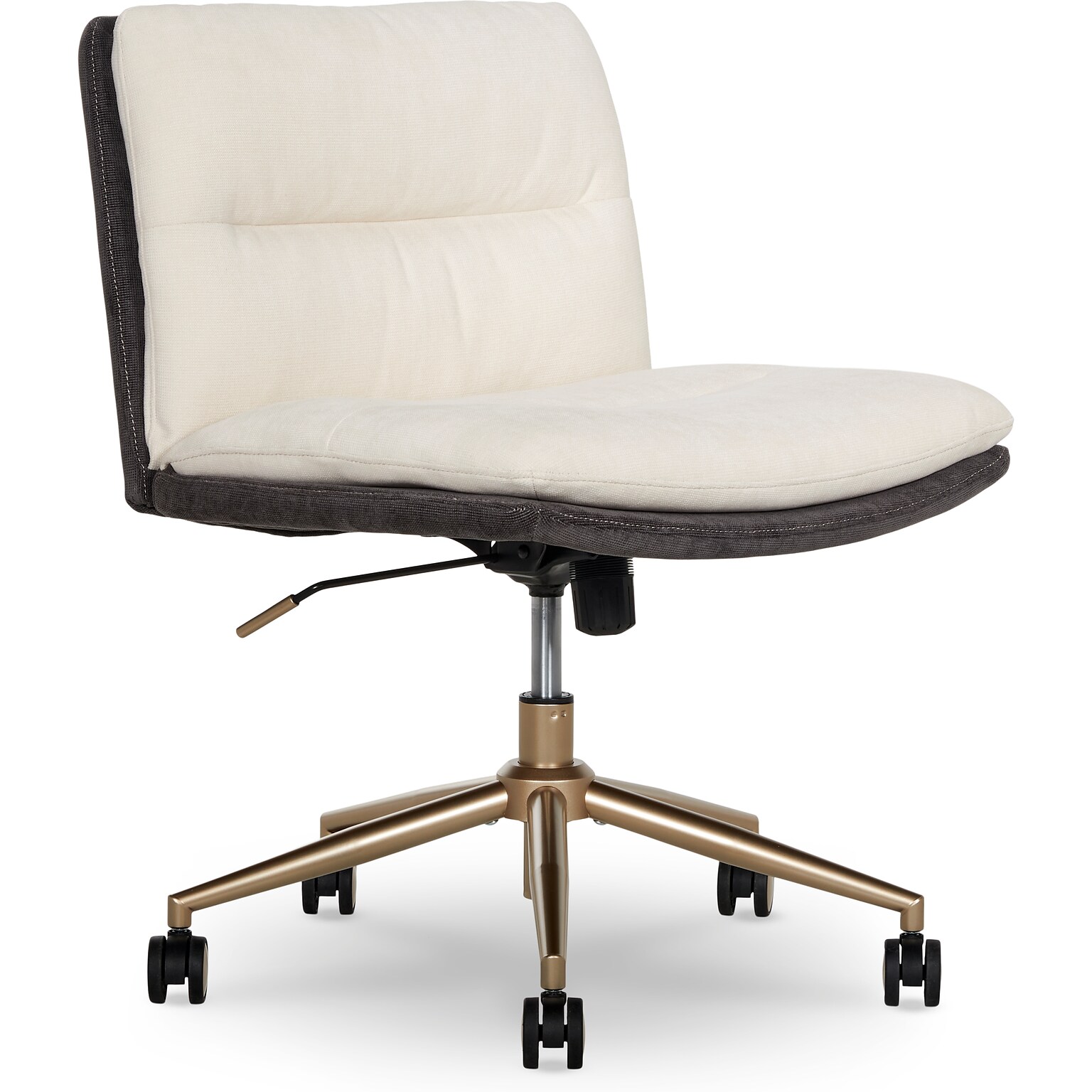 Elle Decor Ariana Armless Ergonomic Fabric Swivel Computer and Desk Chair, Cream (60121-CRM)