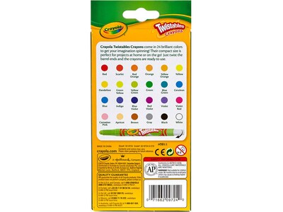 Crayola Twistables Mini Crayons, Assorted Colors, 24/Box, 12 Boxes/Carton (52-9724CT)