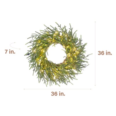 Fraser Hill Farm 36” Real Feel Pre-Lit Artificial Wreath (FFRF036W-5MGR)