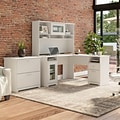 Bush Furniture Cabot 60 L-shaped Computer Desk with Hutch and Lateral File Cabinet, White (CAB005WH