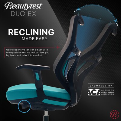 Beautyrest Duo-EX Ergonomic Mesh Swivel Computer Chair, Teal (60051-TEL)