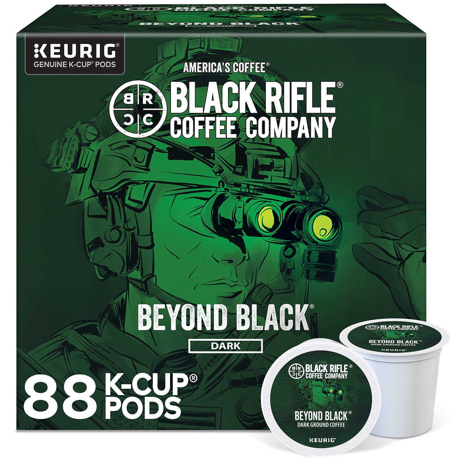 Black Rifle Coffee Company Beyond Black Coffee Keurig® K-Cup® Pods, Dark Roast, 88/Carton (5000384045CT)