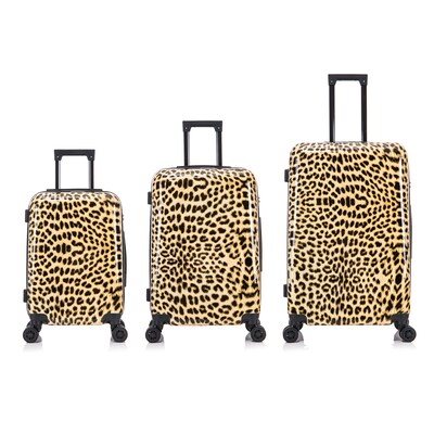 InUSA Prints 3-Piece Hardside Spinner Luggage Set, TSA Checkpoint Friendly, Cheetah Animal Print (IUAPCSML-CHE)