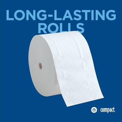 Compact Recycled Coreless Toilet Paper, 2-Ply, White, 1500 Sheets/Roll, 18 Rolls/Carton (19378)