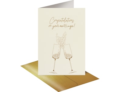 Better Office Wedding Card with Envelope, 7 x 5, Ivory/Gold (64635-1PK)