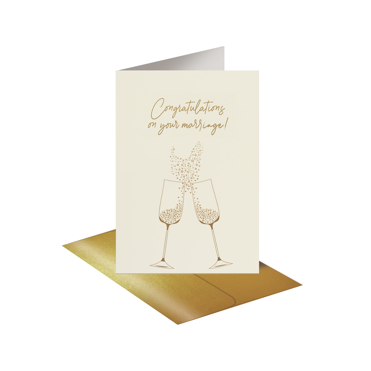 Better Office Wedding Card with Envelope, 7 x 5, Ivory/Gold (64635-1PK)