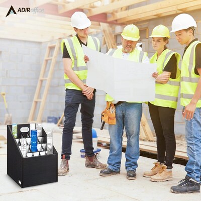 AdirOffice 20-Slot Roll File, 22.24"H x 15.55"W x 15.55"D, Black (ADI628-WBLK)