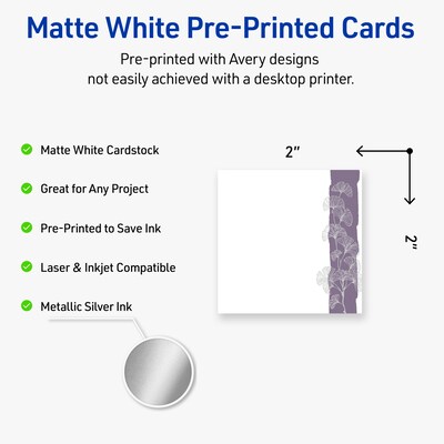 Avery Floral Design Matte Blank Card, White, 120/Pack (S00-F4V)
