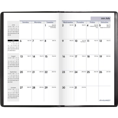 2025-2026 AT-A-GLANCE 3.5 x 6 Academic Year Monthly Planner, Faux Leather Cover, Black (AY53-00-26