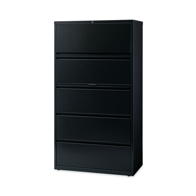 Hirsh Industries® Lateral File Cabinet, 5 Letter/Legal/A4-Size File Drawers, Black, 36 x 18.62 x 67.62