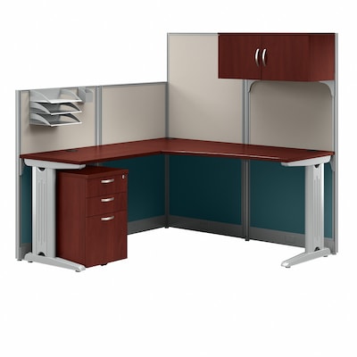 Bush Business Furniture Office in an Hour 63H x 65W L-Shaped Cubicle Workstation, Hansen Cherry (W