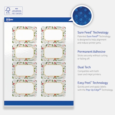 Avery Rectangle Multipurpose Labels, 2" x 3", White, 80/Pack (19479370459)