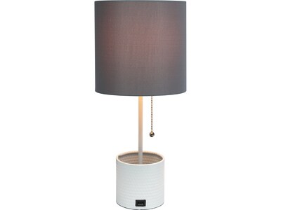 Simple Designs Table Lamp, White/Gray (LT1085-GOW)