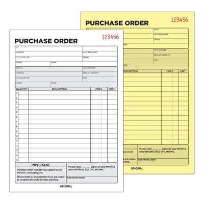 Cosco 2-Part Carbonless Purchase Order, 5.56" x 8.44", 50 Sets/Book (074052)