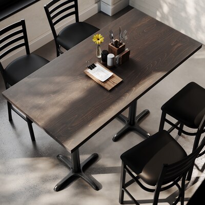 Flash Furniture Bennett Wooden Commercial Indoor Table, 60" x 30", Dark Brown Top/Black Base (GSF3060DBT2222B)