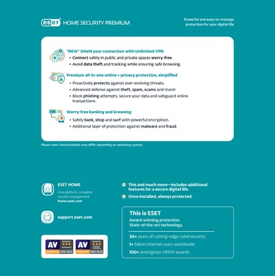 ESET Home Security Premium 2025 for 5 Users, Windows and Mac, Download (RTL-EHSP-N1-5-1-XLS)