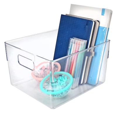 Azar Small Plastic Storage Bin with Handles, 5.12" x 7.75"x 6.25", Clear, 4/Pack (556742-4PK)