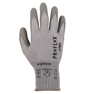 Ergodyne ProFlex 7024 PU Coated Cut-Resistant Gloves, ANSI A2, Gray, XL, 12 Pair (10395)