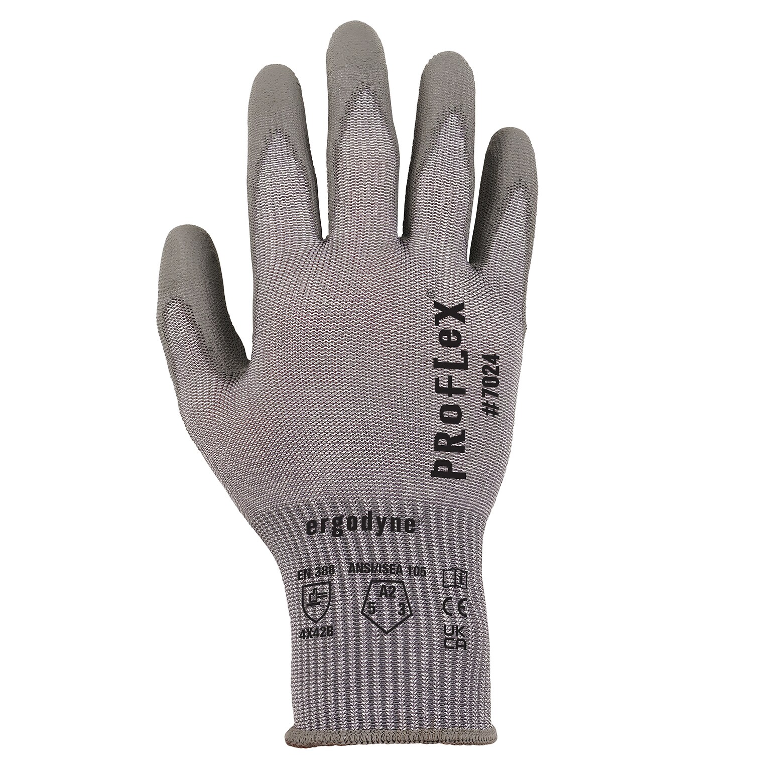 Ergodyne ProFlex 7024 PU Coated Cut-Resistant Gloves, ANSI A2, Gray, XL, 12 Pair (10395)
