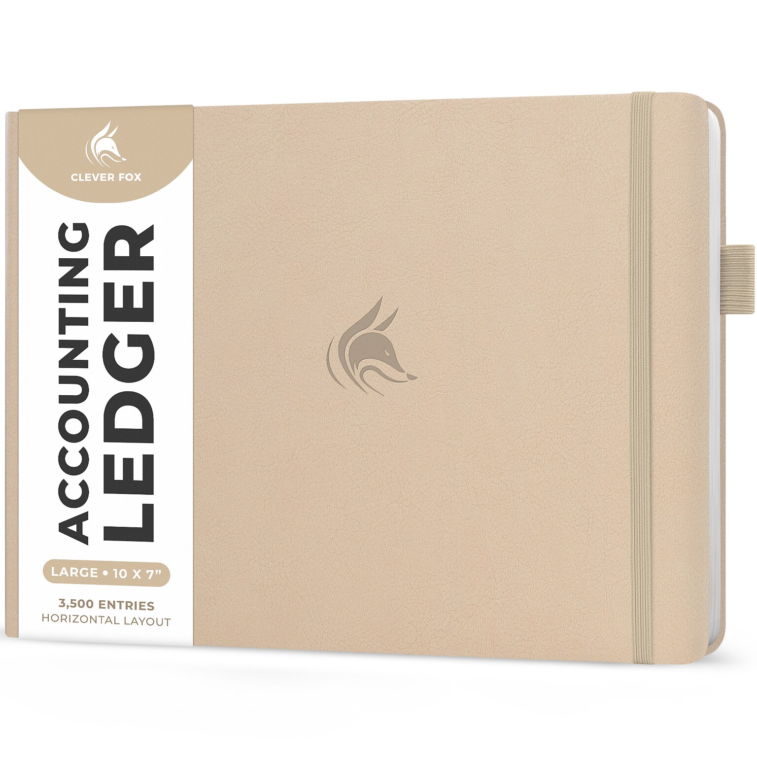 Clever Fox Accounting Ledger Book, 10 x 7, Beige (X003ZX41FZ)