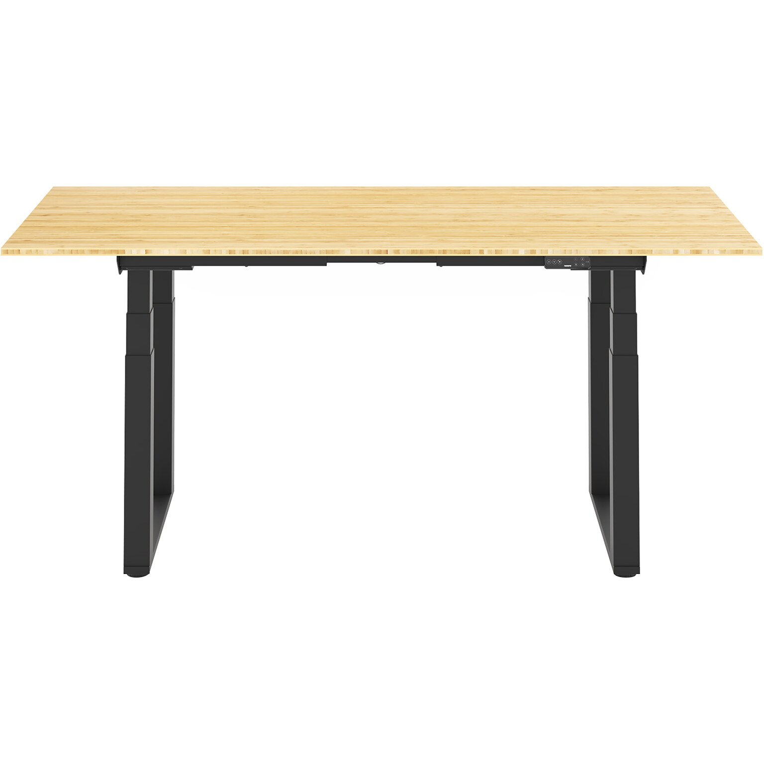 FlexiSpot E7Q 78W Electric Adjustable Standing Desk, Bamboo/Black (E7QBR7830-LBZB)