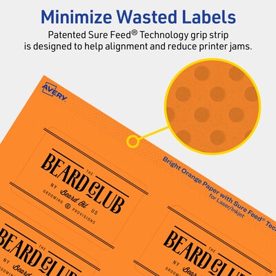 Avery Laser/Inkjet Multipurpose Rectangle Labels, 2" x 3", Bright Orange, 320/Pack (94237)