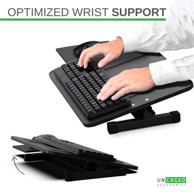 Uncaged Ergonomics KT3 Adjustable Standing Keyboard Stand and Mouse Tray, Black (KT3-B)