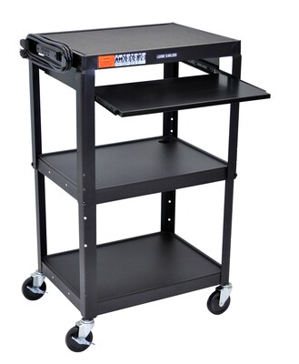 Luxor 3-Shelf Metal Mobile Utility Cart with Lockable Wheels, Black (UCMT1KB)