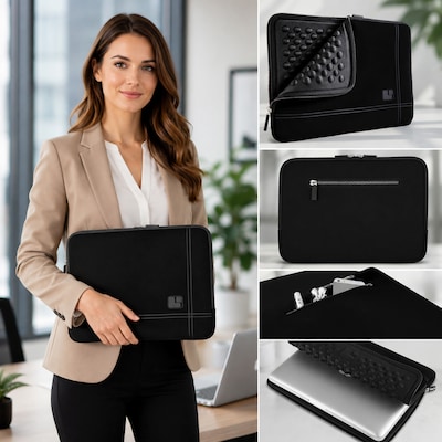 SumacLife 13" Microsuede Laptop Sleeve, Black (NbkLea674)