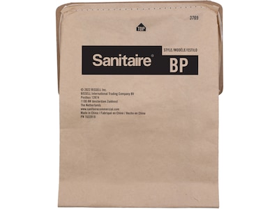 Sanitaire Vacuum Bag, Kraft/Black, 5/Bag, 10 Bags/Carton (3769)