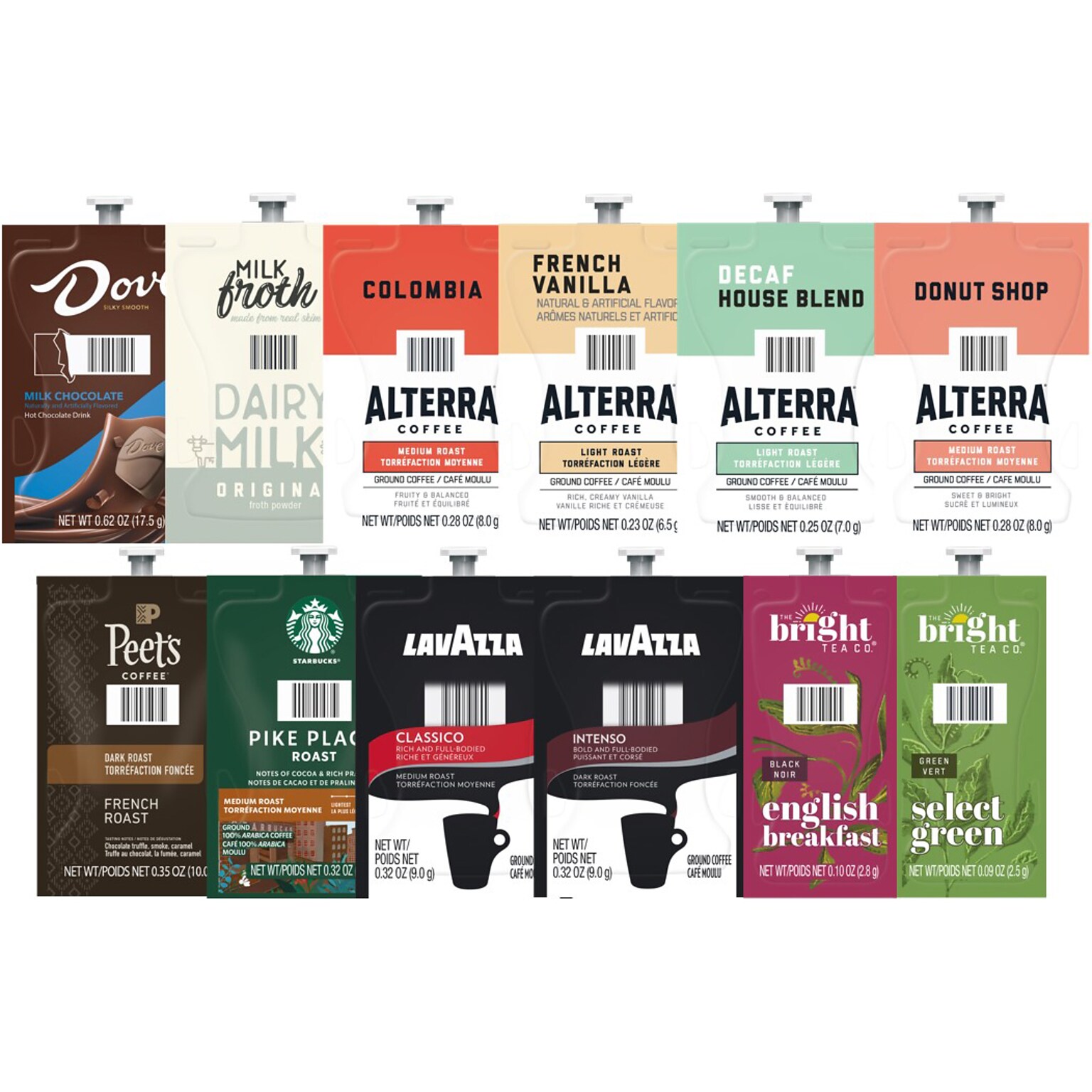 Lavazza Flavia Collection Large Variety Pack Coffee Flavia Freshpacks, 12/Carton (94163610000002)