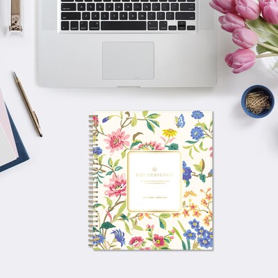 2026-2027 Blue Sky Day Designer 8" x 10" Academic Year Daily & Monthly Planner, Plastic Cover, Floral Cream (158169)