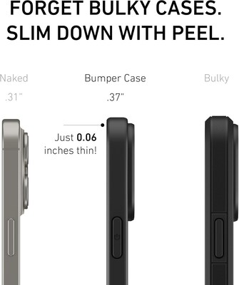 PEEL Bumper Series MagSafe Phone Case for iPhone 15 Pro Max Case, Shock Absorbing, Black (I15 PROMAX BUMPER BL)