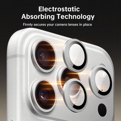 SaharaCase ZeroDamage Titanium Glass Camera Lens Protector for iPhone 17 Pro/iPhone 17 Pro Max, Silver, 2/Pack (ZD00189)
