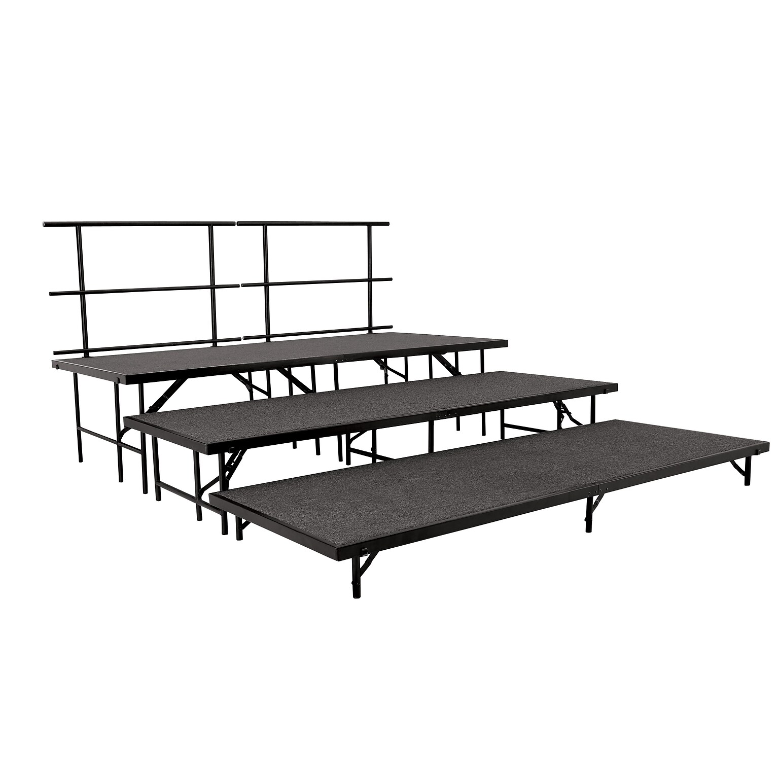 NPS 3-Level Straight Stage Set, 4 x 8 Platforms, Grey Carpet (SST483LC02)