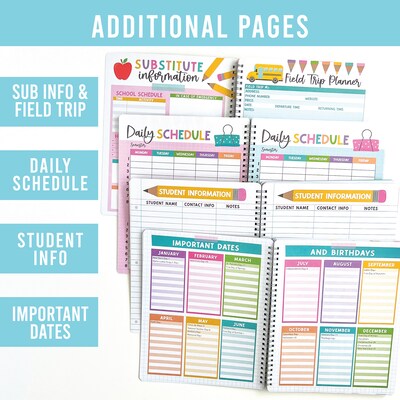 Hadley Designs Undated Colorful Teacher Planner and Lesson Plan Book, 8" x 10" (HDDX0042UWHX3)